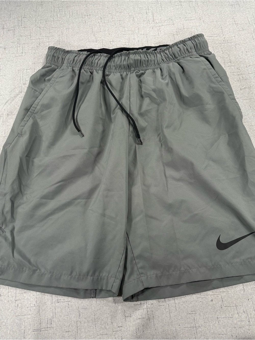 Nike Men's Athletic Shorts in Grey with Black Swoosh